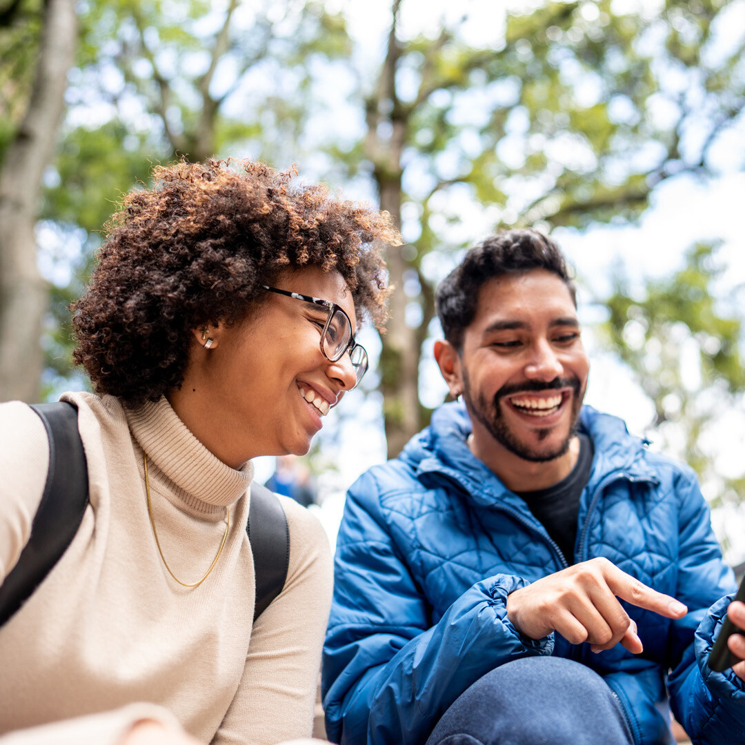 two students smiling